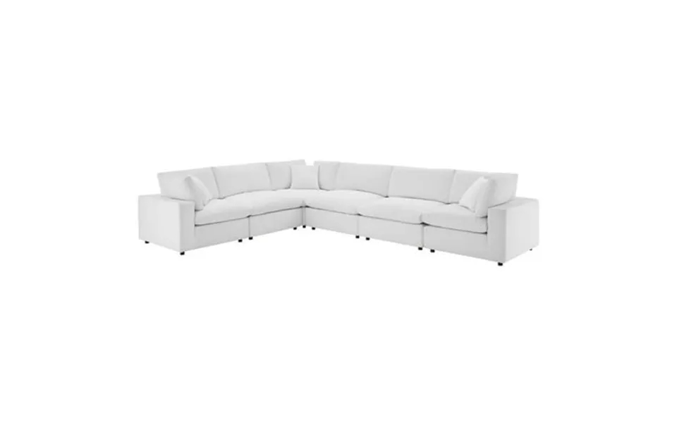 Modway Commix 6-piece Down Filled Overstuffed Performance Velvet Sectional Sofa In White