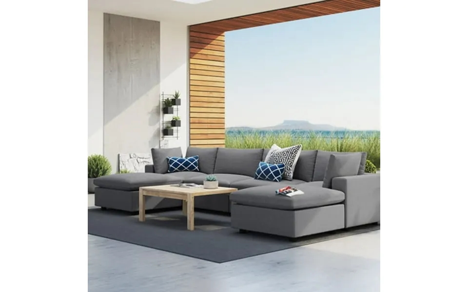 Modway Commix 6-piece Sunbrella Outdoor Patio Sectional Sofa In Gray