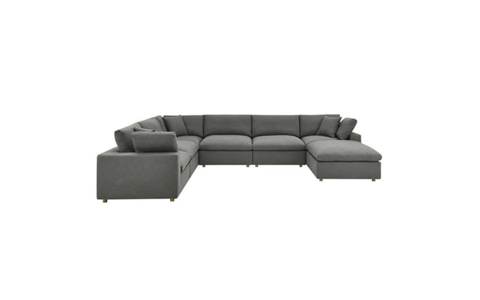 Modway Commix 7-piece Down Filled Overstuffed Sectional Sofa In Gray