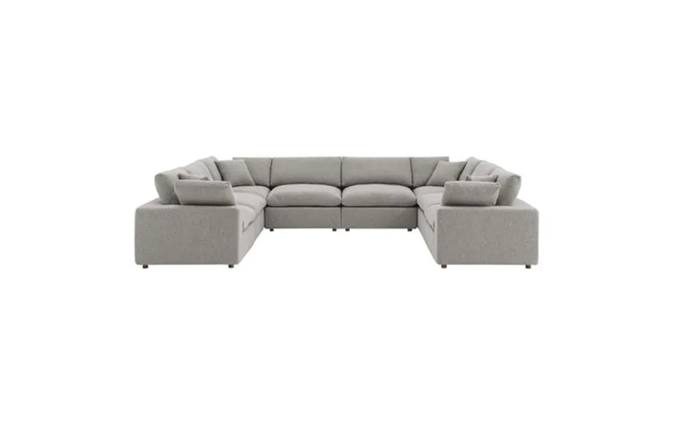 Modway Commix 8-piece Down Filled Overstuffed Boucle Fabric Sectional Sofa In Light Gray