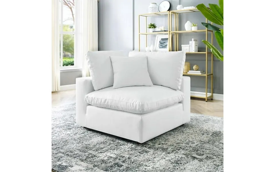 Modway Commix Down Filled Overstuffed Vegan Leather Corner Chair In White
