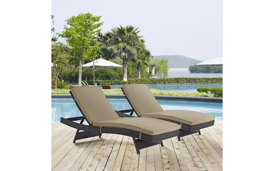 Modway Convene Outdoor Patio Chaiseset Of 2 In Espresso Mocha