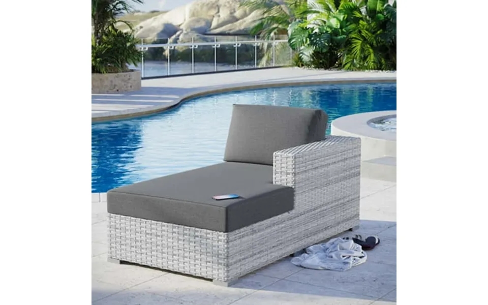 Modway Convene Outdoor Patio Right Chaise In Light Gray Charcoal