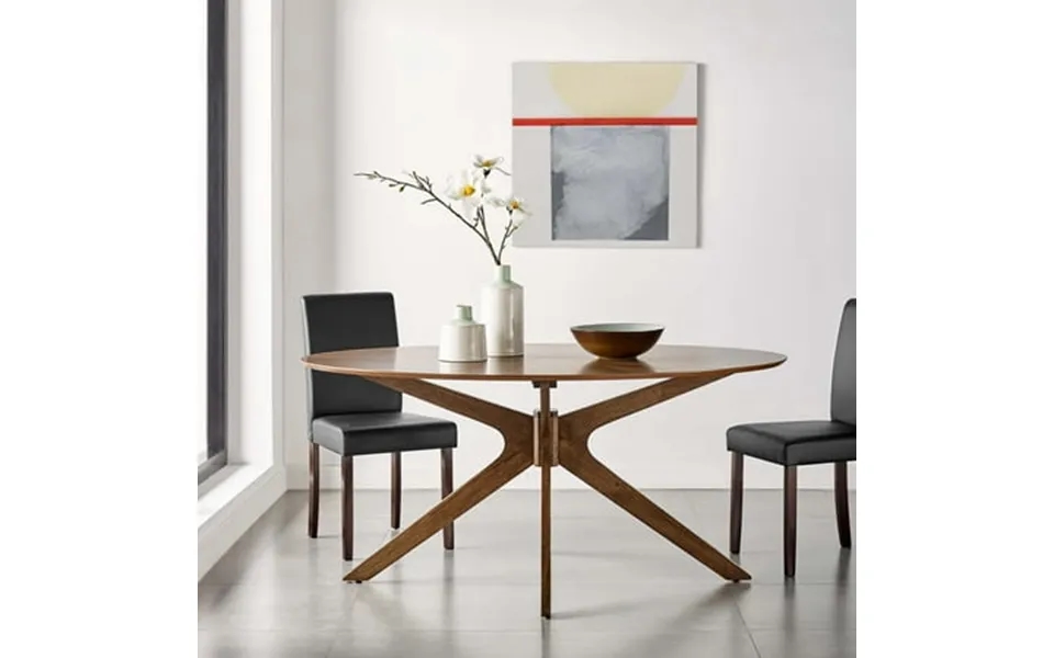 Modway Crossroads 63 Oval Wood Dining Table In Walnut