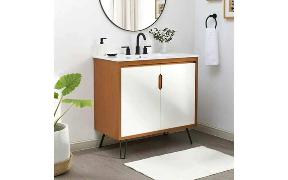 Modway Energize 36 Bathroom Vanity In Cherry-white-white