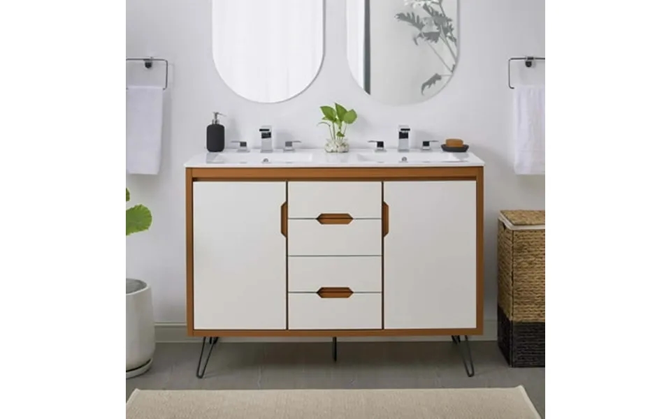 Modway Energize 48 Double Sink Bathroom Vanity In Cherry White White