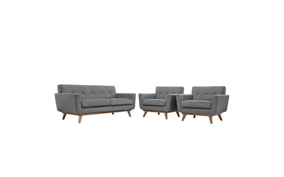 Modway Engage Armchairs And Loveseat Set Of 3 In Expectation Gray