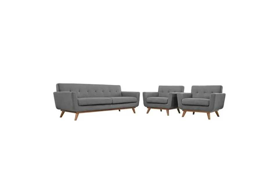 Modway Engage Armchairs And Sofa Set Of 3 In Expectation Gray