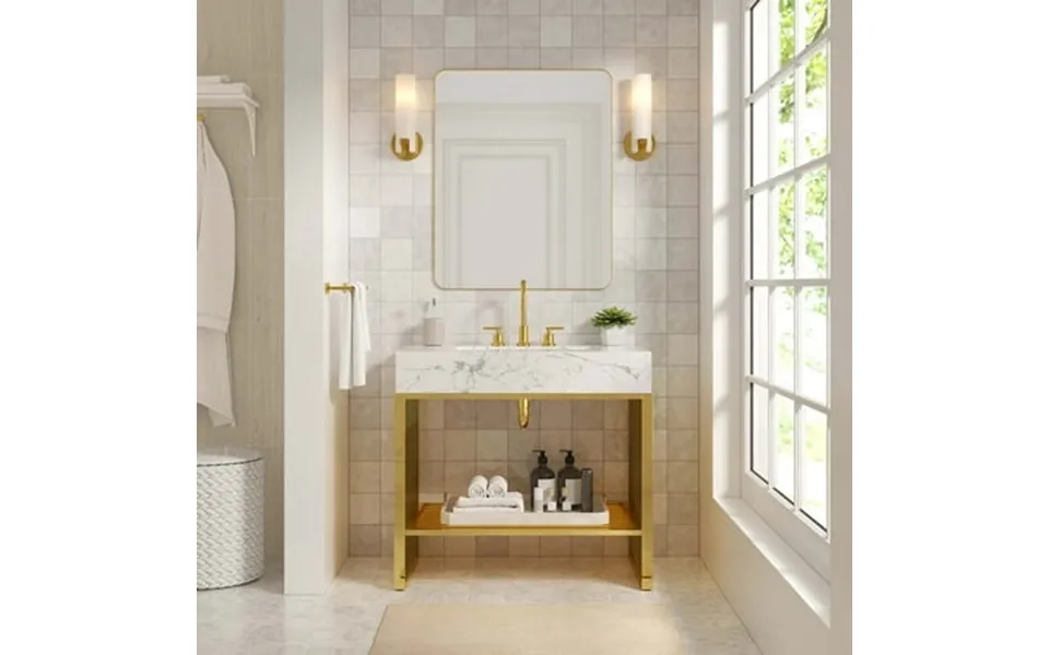 Modway Gridiron 36 Bathroom Vanity In White Gold