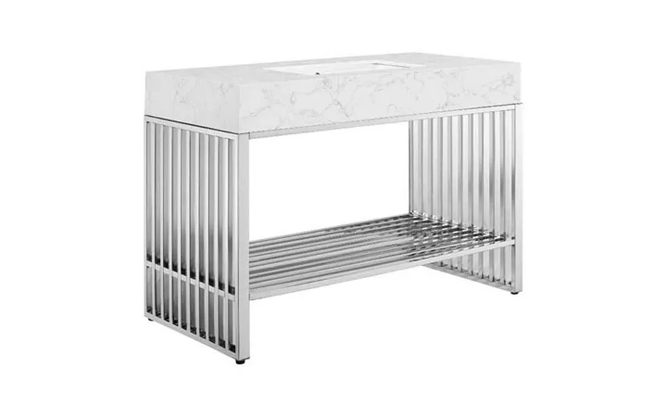Modway Gridiron Stainless Steel Bathroom Vanity In White Silver