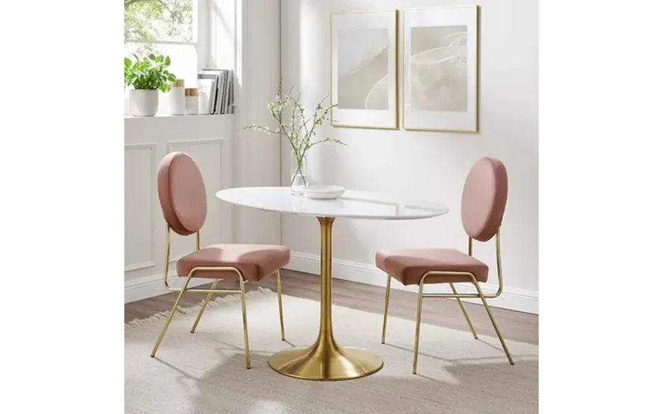 Modway Lippa 48 Oval Wood Dining Table In Gold White