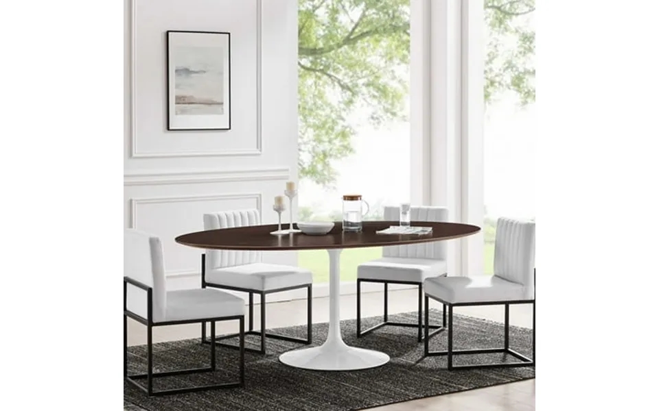 Modway Lippa 78 Oval Wood Grain Dining Table In White Cherry Walnut