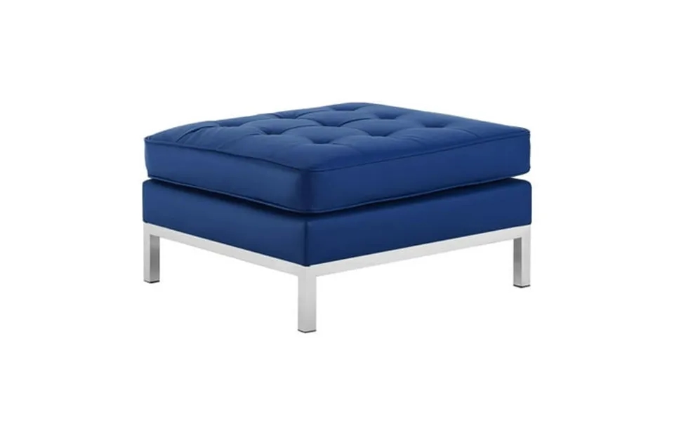 Modway Loft Tufted Vegan Leather Ottoman In Silver Navy