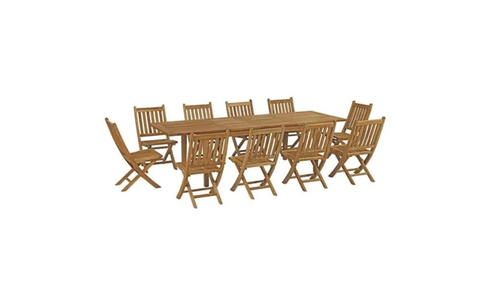 Modway Marina 11 Piece Outdoor Patio Teak Dining Set In Natural