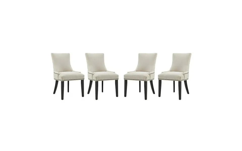 Modway Marquis 20.5 Rubberwood And Fabric Dining Chair In Beige Set Of 4