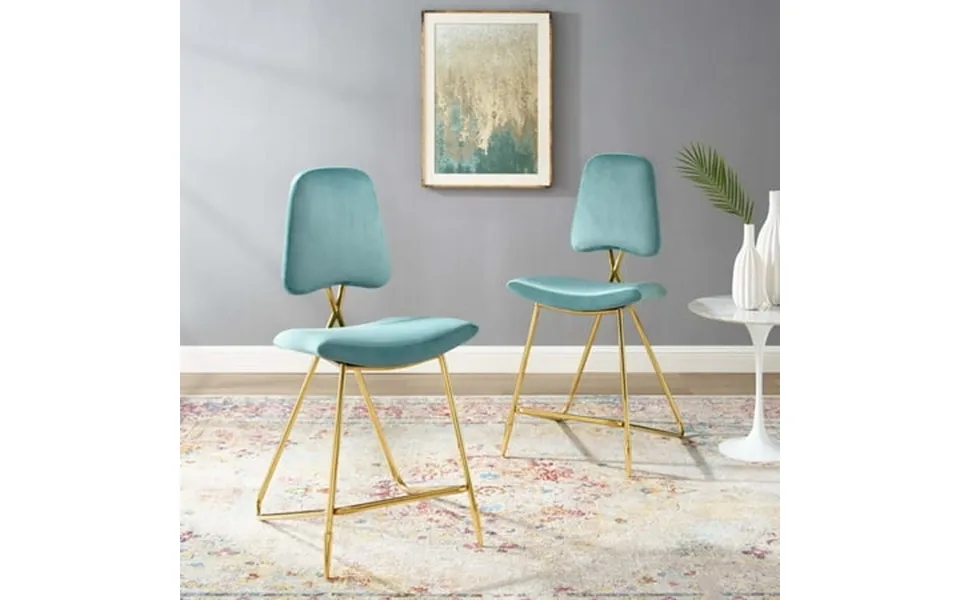 Modway Ponder Counter Stool Performance Velvet Set Of 2 In Sea Blue