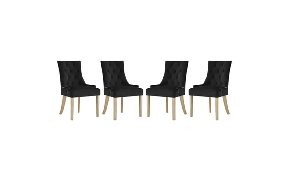 Modway Pose 19 Modern Performance Velvet Dining Chair In Black Set Of 4