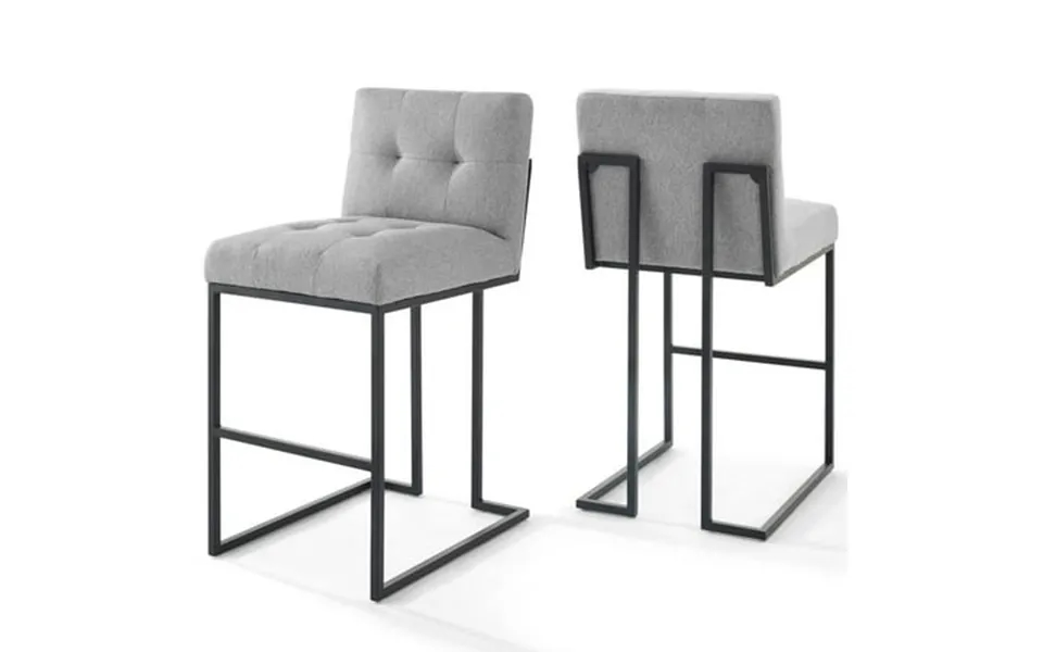 Modway Privy 27.5 Modern Fabric Bar Stools In Black Gray Set Of 2