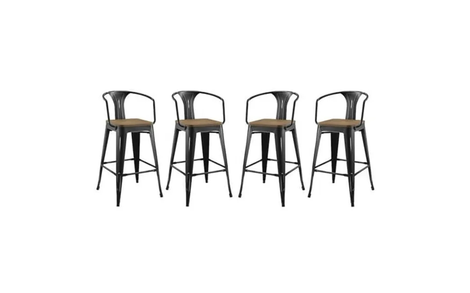 Modway Promenade Bar Stool Set Of 4 In Black