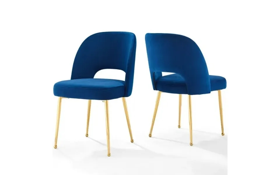 Modway Rouse Dining Room Side Chair Set Of 2 In Navy