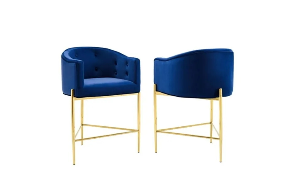 Modway Savour 26 Tufted Velvet Counter Stool In Gold Navy Set Of 2