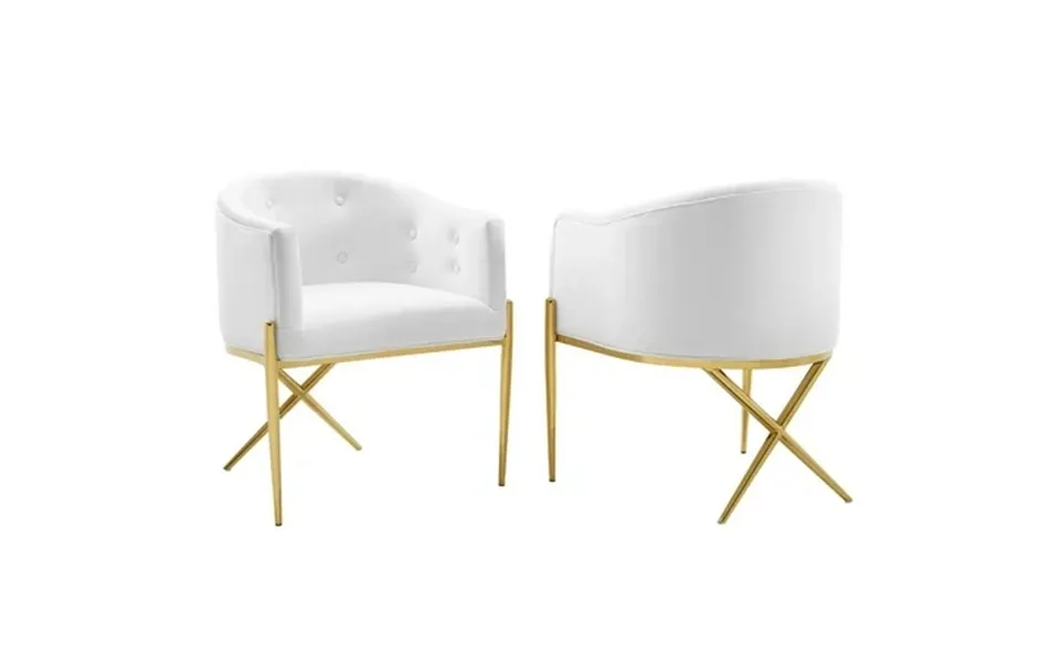 Modway Savour Accent Dining Armchair Performance Velvet Set Of 2 In White