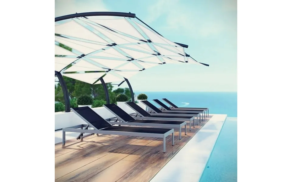 Modway Shore Chaise Outdoor Patio Aluminum Set Of 6 In Silver Black