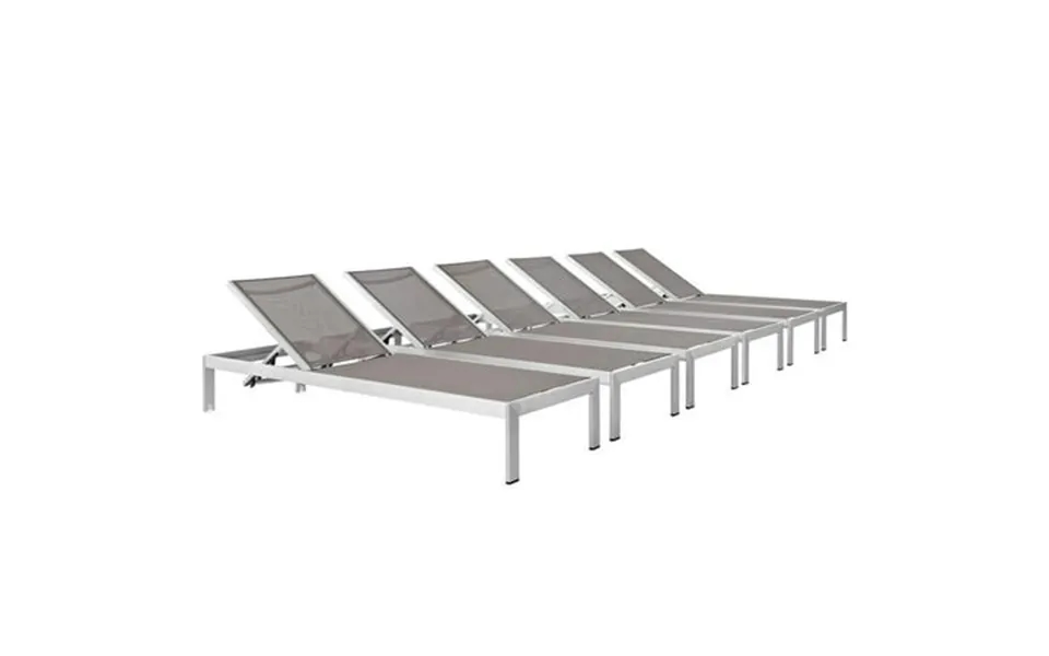 Modway Shore Outdoor Patio Aluminum Chaise Set Of 6