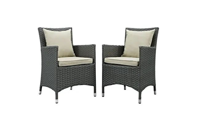 Modway Sojourn 2 Piece Outdoor Patio Sunbrella Dining Set In Antique Canvas Beige product image