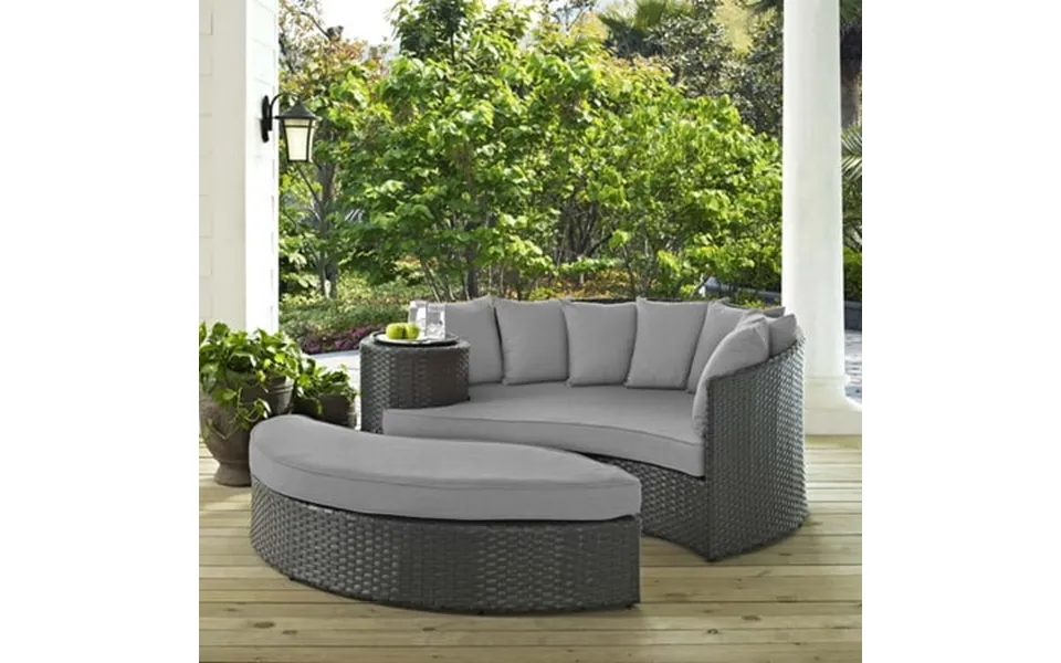 Modway Sojourn Aluminum And Rattan Patio Daybed In Canvas Gray