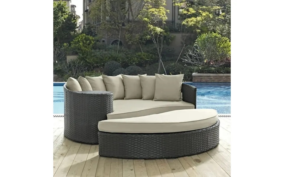 Modway Sojourn Outdoor Patio Sunbrella Daybed In Antique Canvas Beige