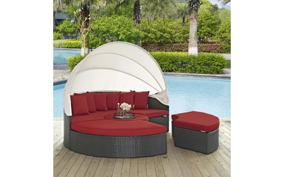 Modway Sojourn Outdoor Patio Sunbrella Daybed In Canvas Red