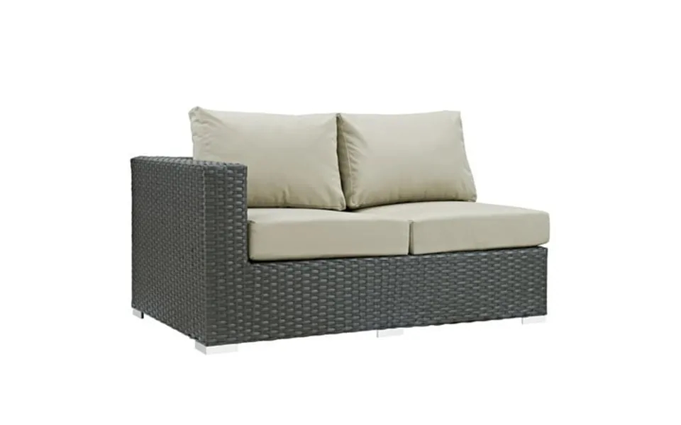 Modway Sojourn Outdoor Patio Sunbrella Left Arm Loveseat In Canvas Antique Beige