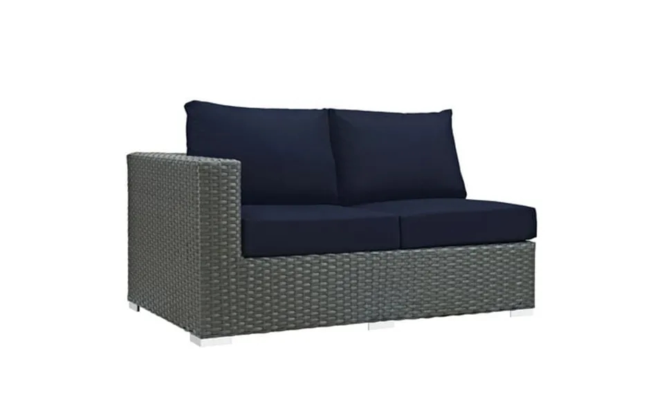 Modway Sojourn Outdoor Patio Sunbrella Left Arm Loveseat In Canvas Navy