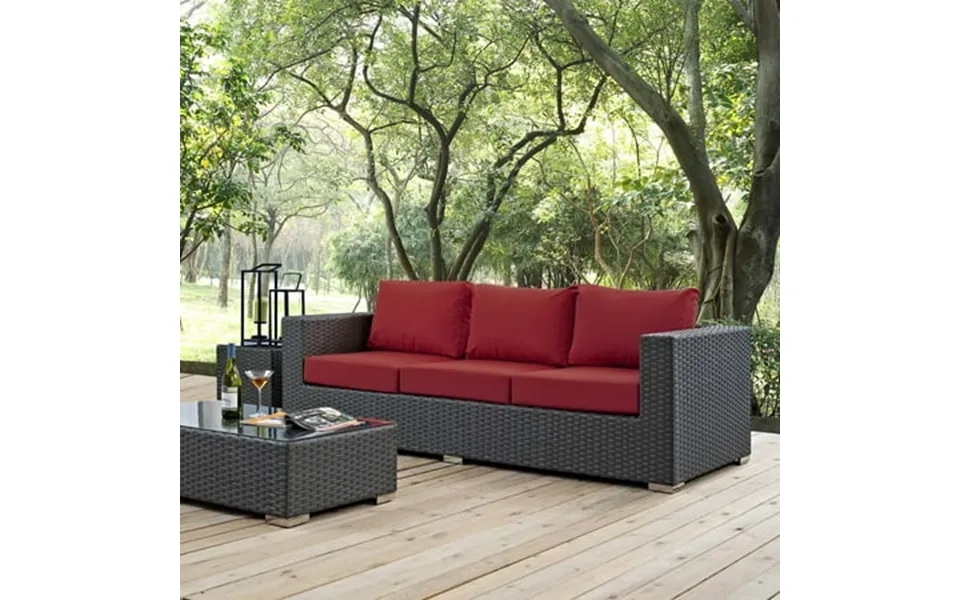 Modway Sojourn Outdoor Patio Sunbrella Sofa In Canvas Red
