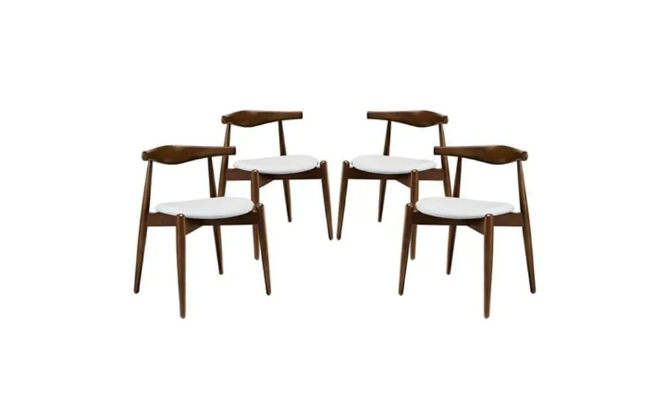Modway Stalwart Dining Side Chairs Set Of 4 In Dark Walnut White