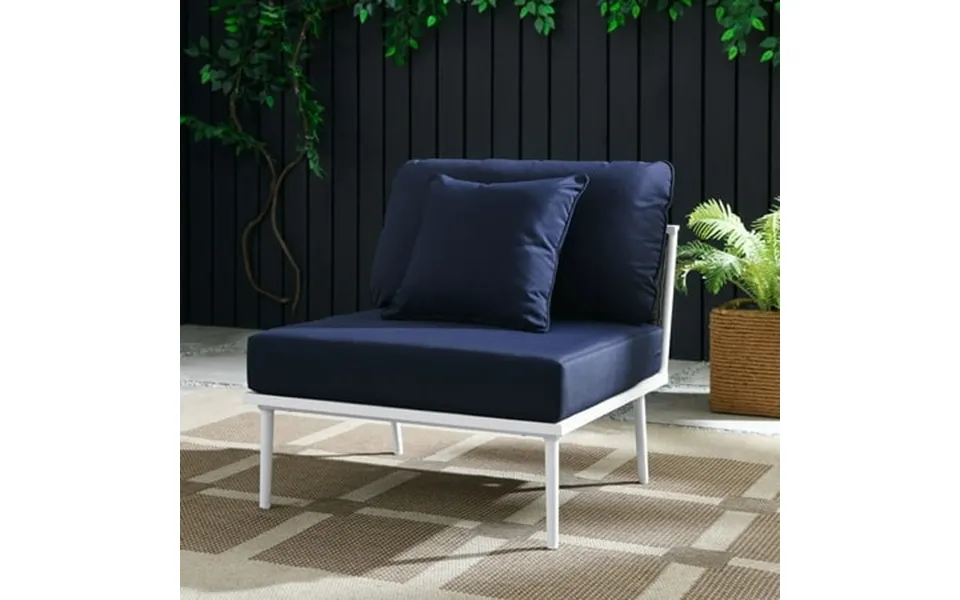 Modway Stance Outdoor Patio Aluminum Armless Chair In White Navy