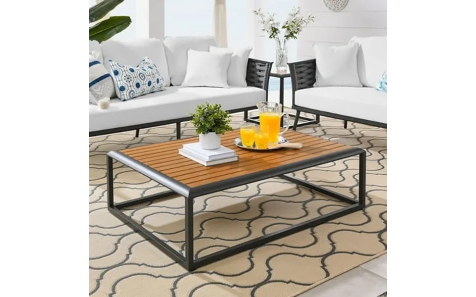 Modway Stance Outdoor Patio Aluminum Coffee Table In Gray Natural