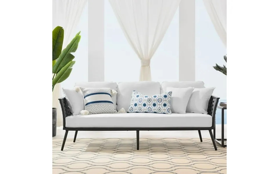 Modway Stance Outdoor Patio Aluminum Sofa In Gray White