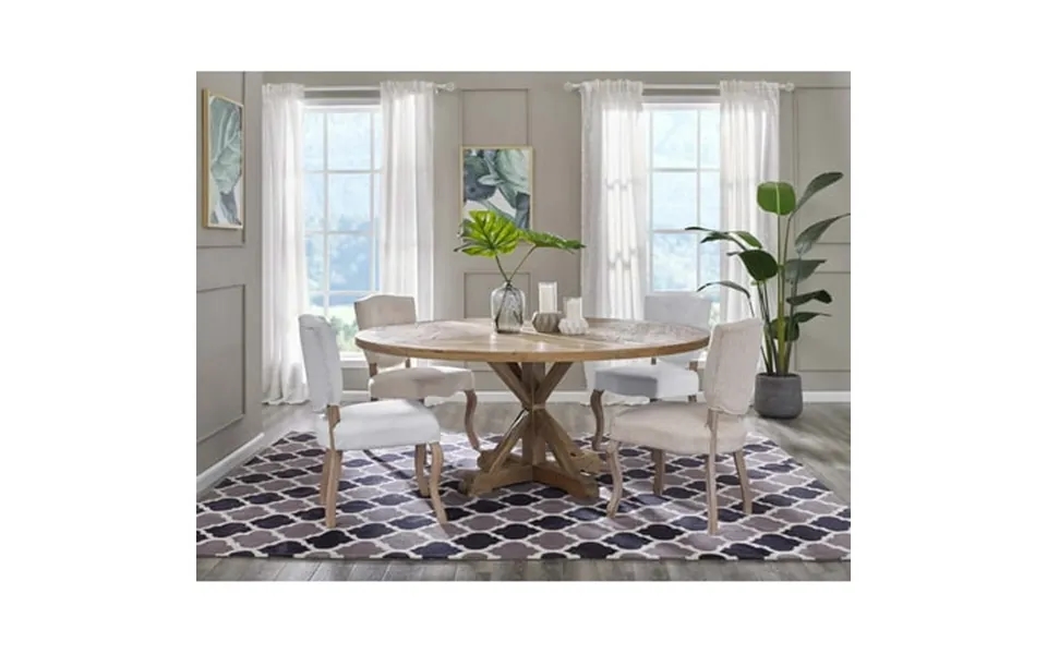 Modway Stitch 71 Round Pine Wood Dining Table In Brown