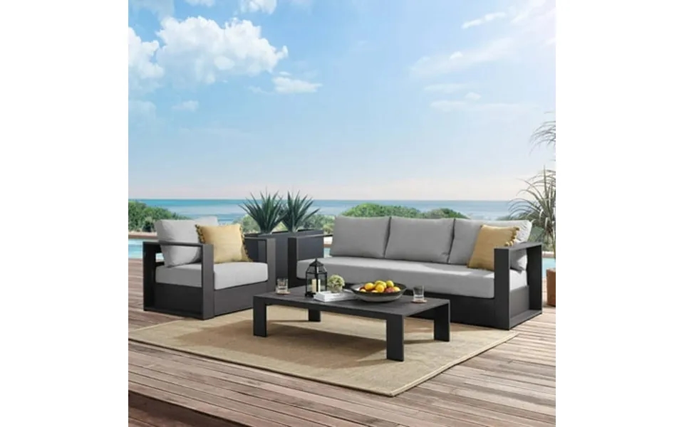 Modway Tahoe Outdoor Patio Powder-coated Aluminum 3-piece Set In Gray Gray