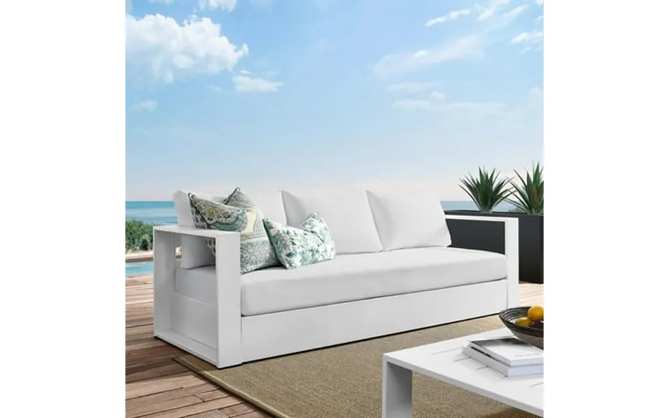 Modway Tahoe Outdoor Patio Powder-coated Aluminum Sofa In White White