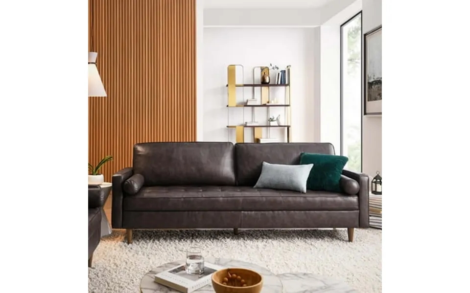 Modway Valour 88 Leather Sofa In Brown