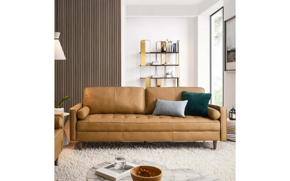 Modway Valour 88 Leather Sofa In Tan