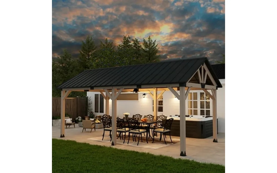 Mondawe 12x20 Ft Hardtop Gazebo Sturdy And Weather-resistant Galvanized Steel Roof