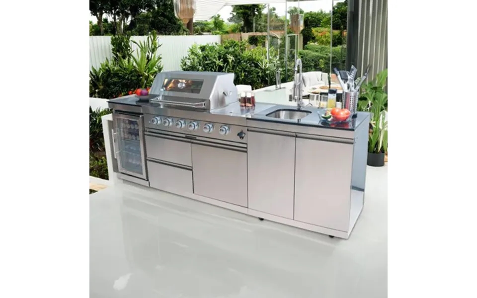 Mondawe 46-inch 4-burner 72000 Btu Deluxe Stainless Steel Gas Outdoor Kitchen Bar Barbecue Island Grill Wine Cooler Comp