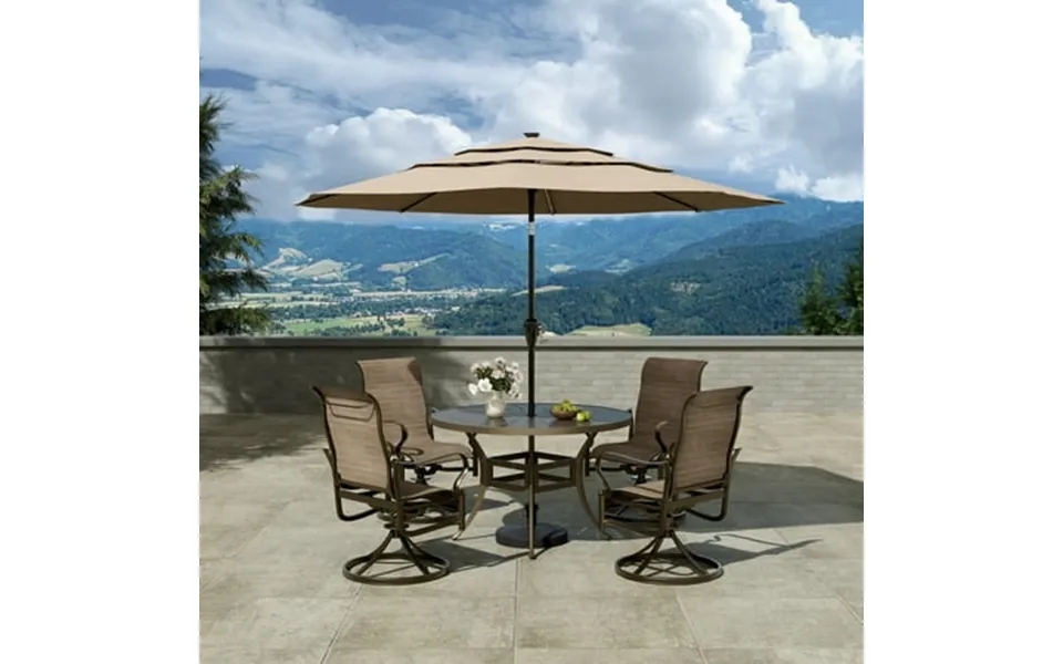 Mondawe 5 Pcs Patio Dining Sets Outdoor Table Chair Set For 4 With Outdoor Swivel Chairs And Metal Frame Steel Round Tab