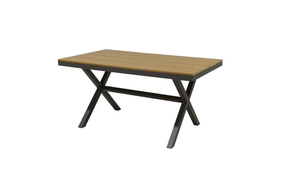 Mondawe Aluminum 59 Inch Outdoor Patio Imitation Wood Grain Table Can Accommodate 4-6 People