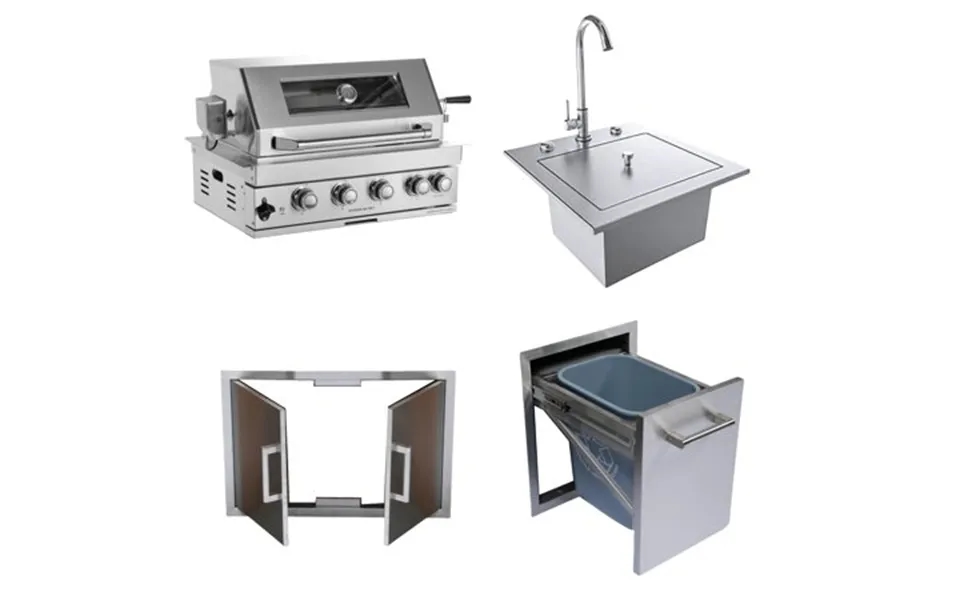 Mondawe Built-in Outdoor Kitchen 32 Inch Lpg Gas Grill 60000 Btu Stainless Steel Four Burners Grill With Infrared Rear B