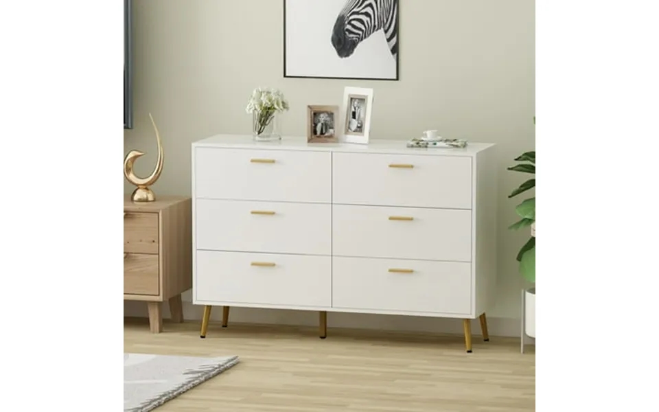 Monslipa Modern Storage Dresser For Bedroom 6-drawer Organizer Closet Hallway White